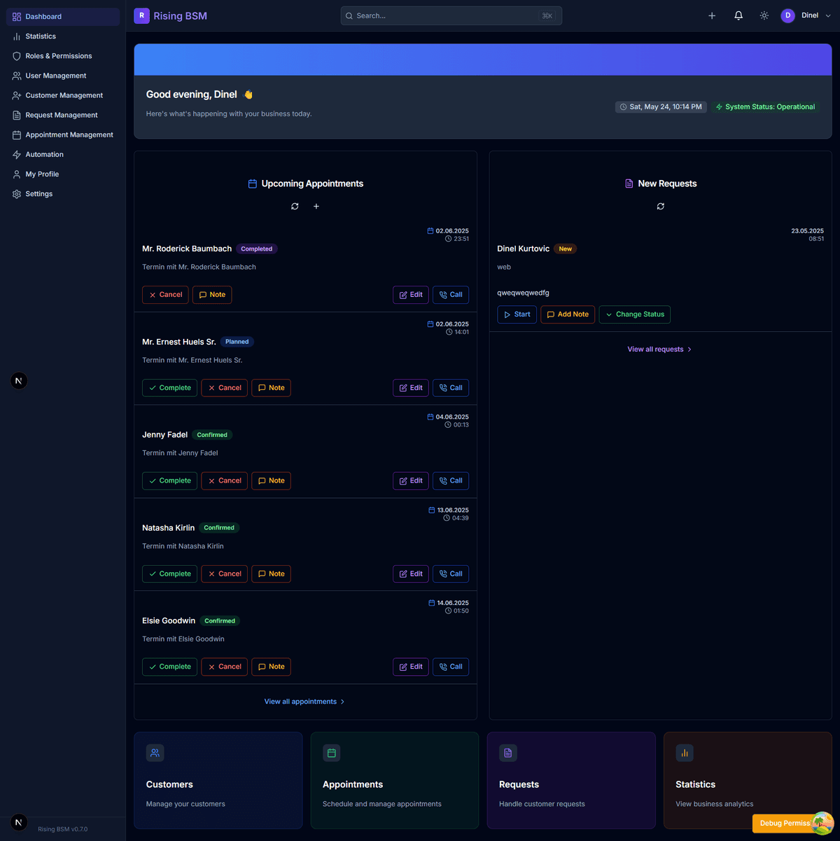 Rising BSM Dashboard Preview